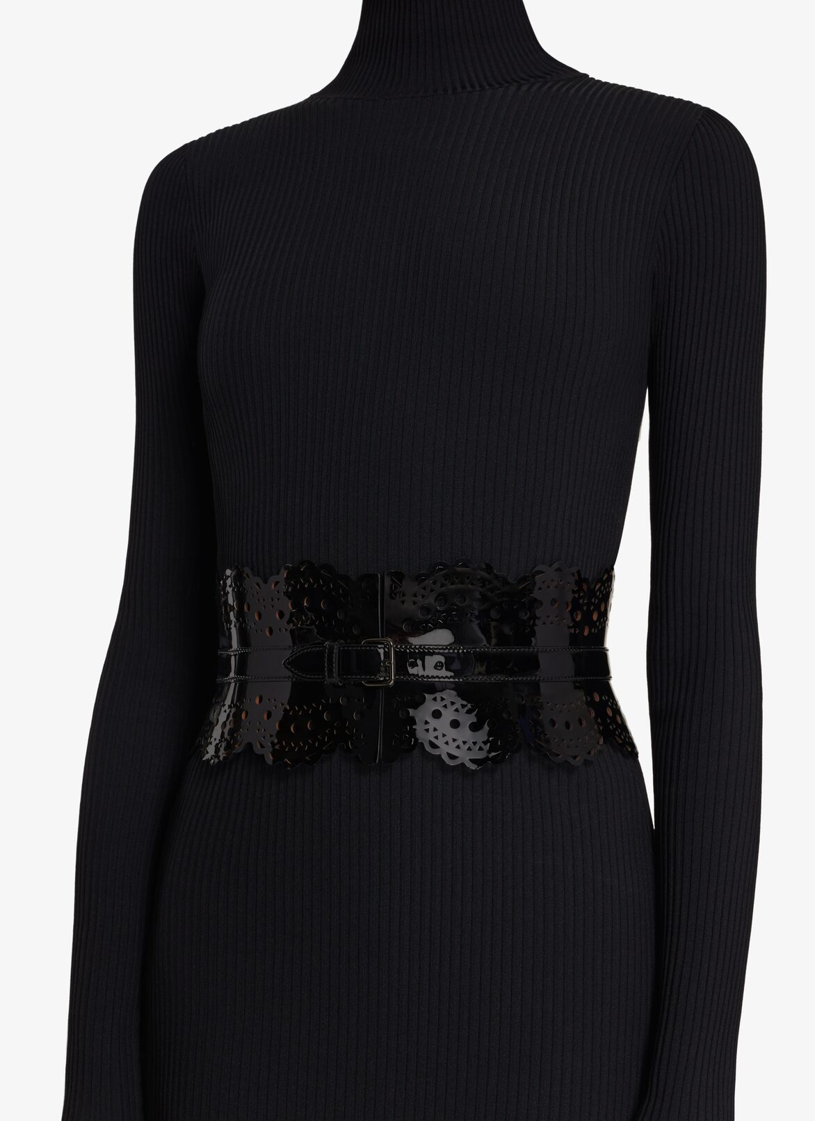 Bustier belt in vienne wave calfskin ALAÏA BLACK BUSTIER BELT IN VIENNE WAVE CALFSKIN